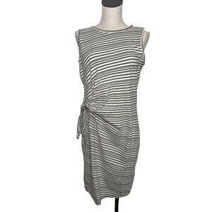 Talbots Faux Wrap Green Stripes Sleeveless Dress Size Large